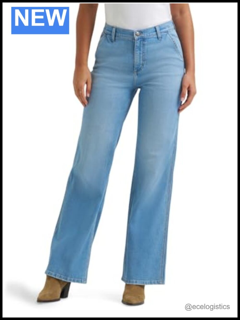 Lee Women's High Rise Wide Leg A-Line Jeans Regular Fit Stretch Denim